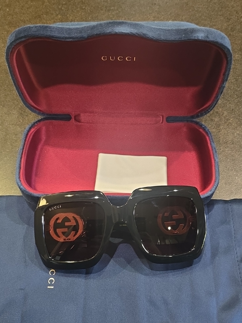 Gucci Black Oversized Square Men's Sunglasses